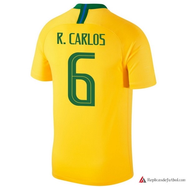 Camiseta Seleccion Brasil Primera equipación R.Carlos 2018 Amarillo